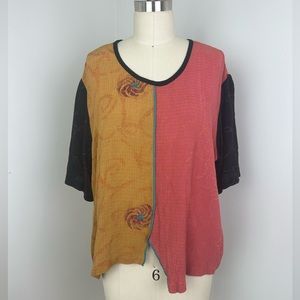 JG's MAD LAB Staley/Gretzinger Hand-painted Tunic Size M Rust Ochre Black